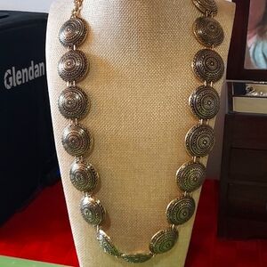 Vintage gold tone shield necklace